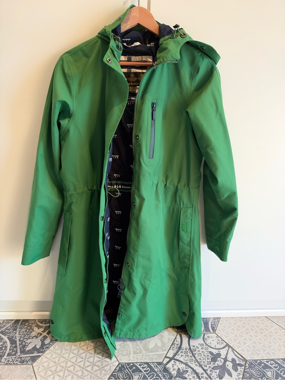 Barbour Green Hooded Trench Raincoat